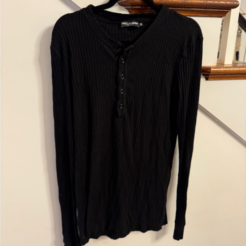 Dolce & Gabbana Black Ribbed Long Sleeve Shirt